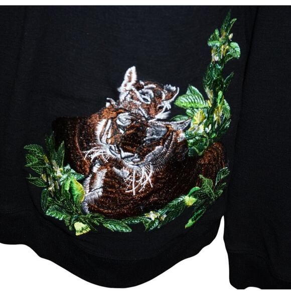 Vintage Embroidered Tiger Sweatshirt Black Pullover Crewneck XXL (Fits M/L) - Picture 3 of 7